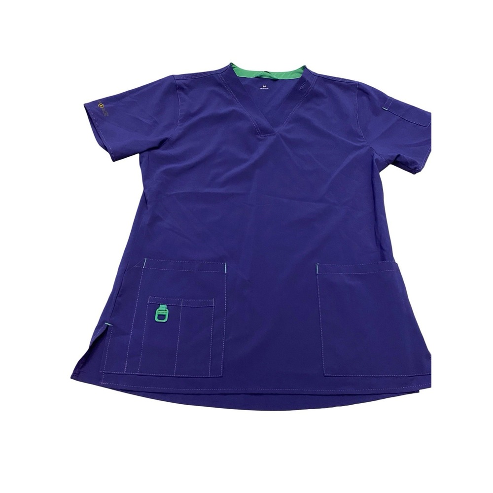 Carhartt Force Women's Scrub Top Medium V-Neck Purple Short Sleeve Medical